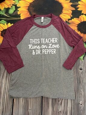 Bella Canvas Gray & Burgundy Teacher Raglan Tee